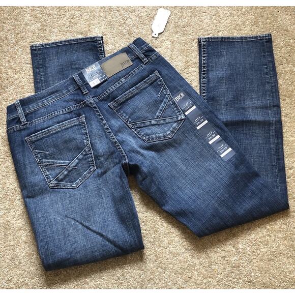 NWT BKE Buckle Jake Straight Leg Jeans Mens 33x32 Dark Wash Blue Premium Denim - Picture 4 of 7